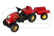Zabawka Traktor RollyKid czerwony z przyczepą